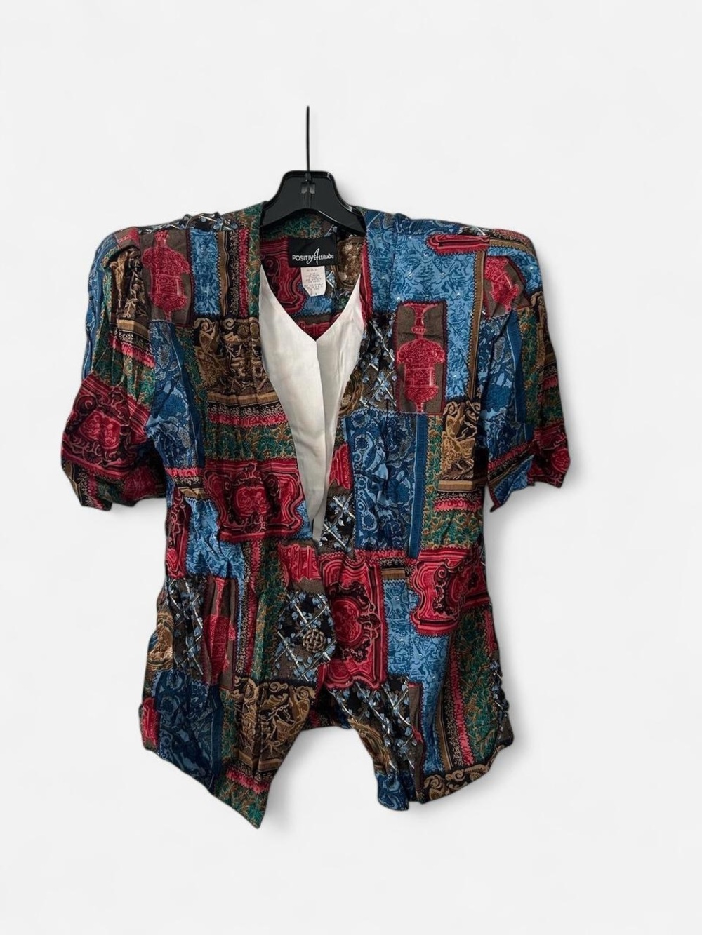 Vintage late 80s-early 90s patchwork print blouse